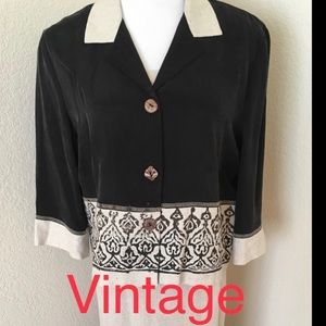 Nina Piccalino vintage top blouse two tone 3/4 slv